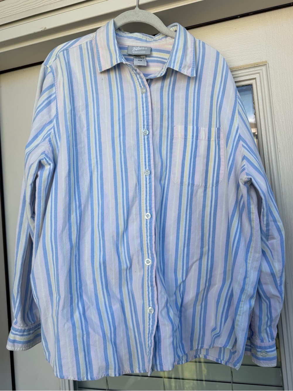 Blair Blue and White Vertical Stripe Button-Down Shirt
